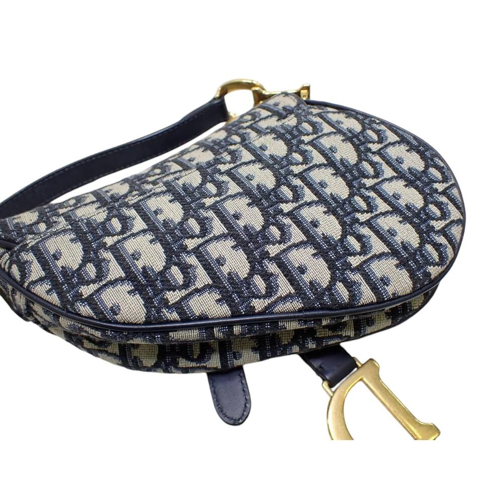Christian Dior Mini Saddle Bag Vintage Trotter Blue Shoulder Purse Oblique CD - Picture 15 of 16